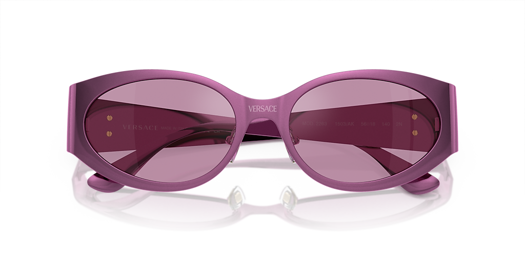 VERSACE VE2263 Metallic Fuxia - Women Luxury Sunglasses, Dark Violet Mirror Silver Int Lens