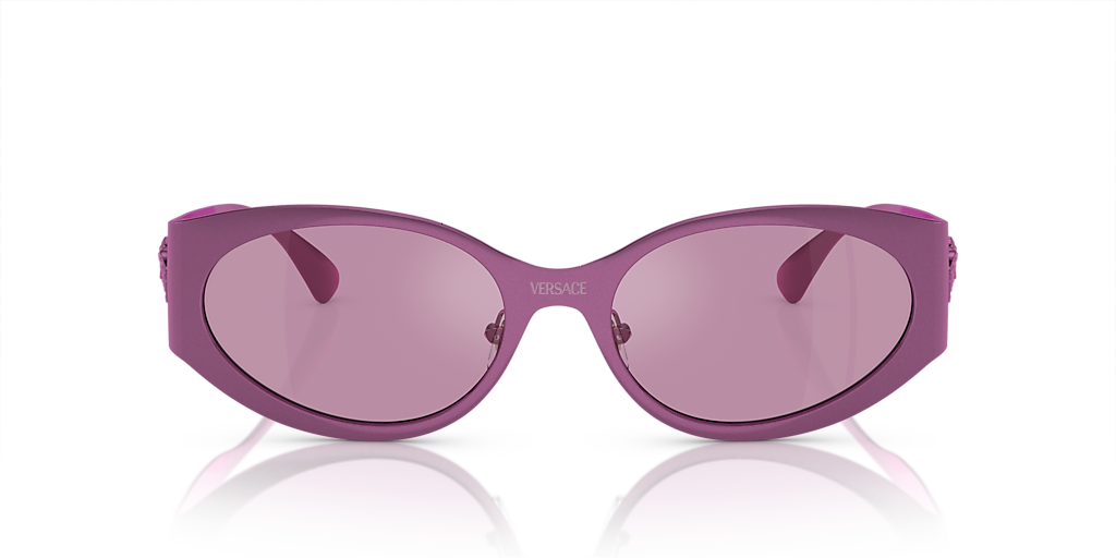 VERSACE VE2263 Metallic Fuxia - Women Luxury Sunglasses, Dark Violet Mirror Silver Int Lens