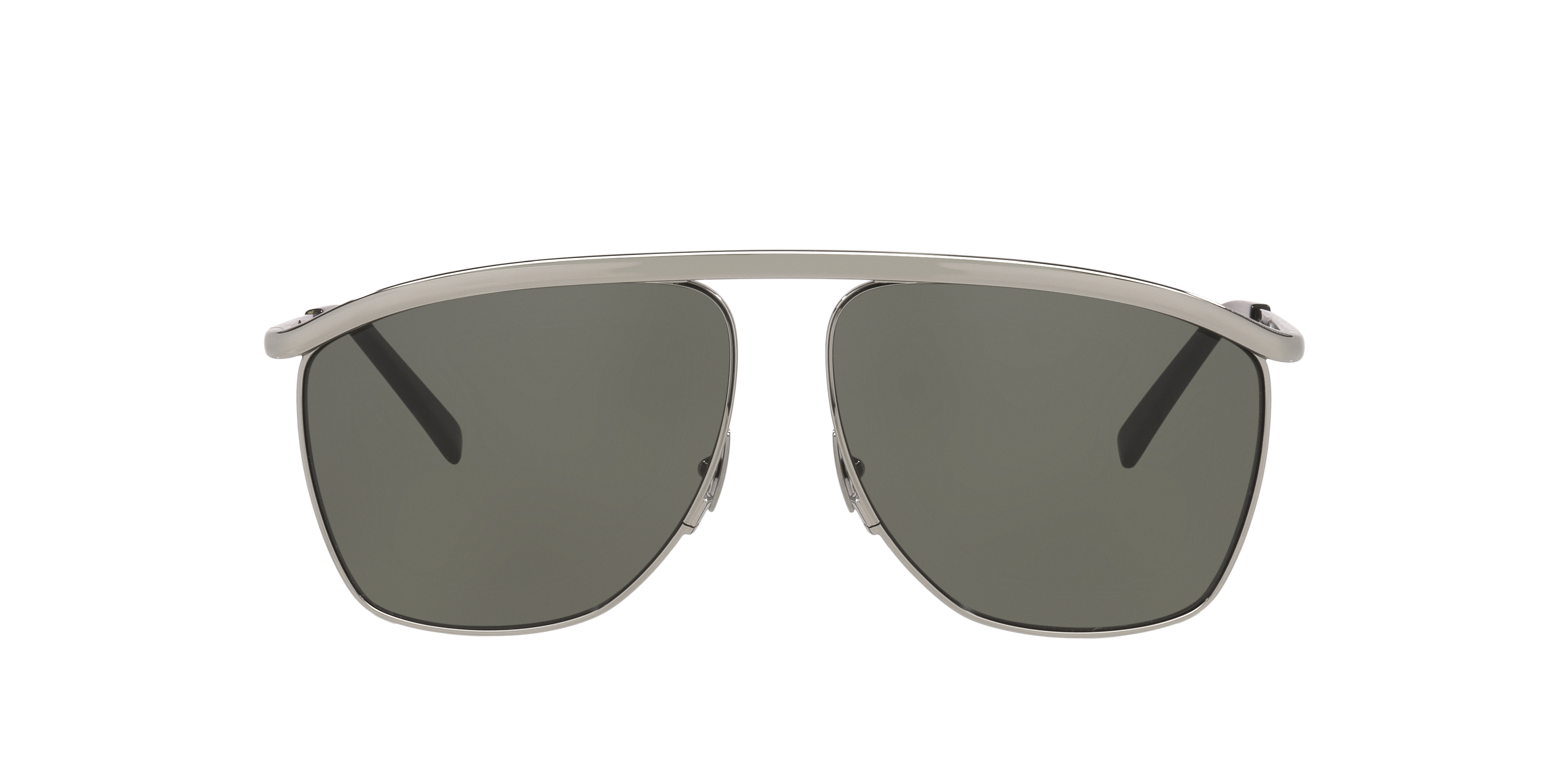 Saint Laurent Victoire Aviator-frame Metal Sunglasses In Gray