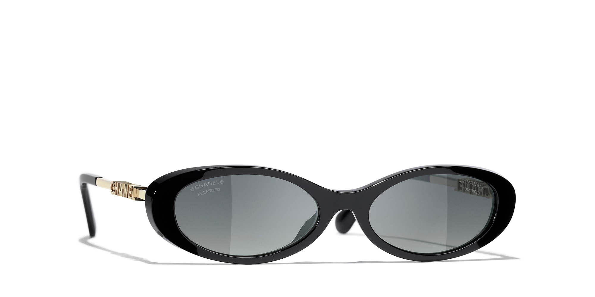 Chanel Woman Sunglass Oval Sunglasses CH5565 CH5565 -  Frame color: Black, Lens color: Grey