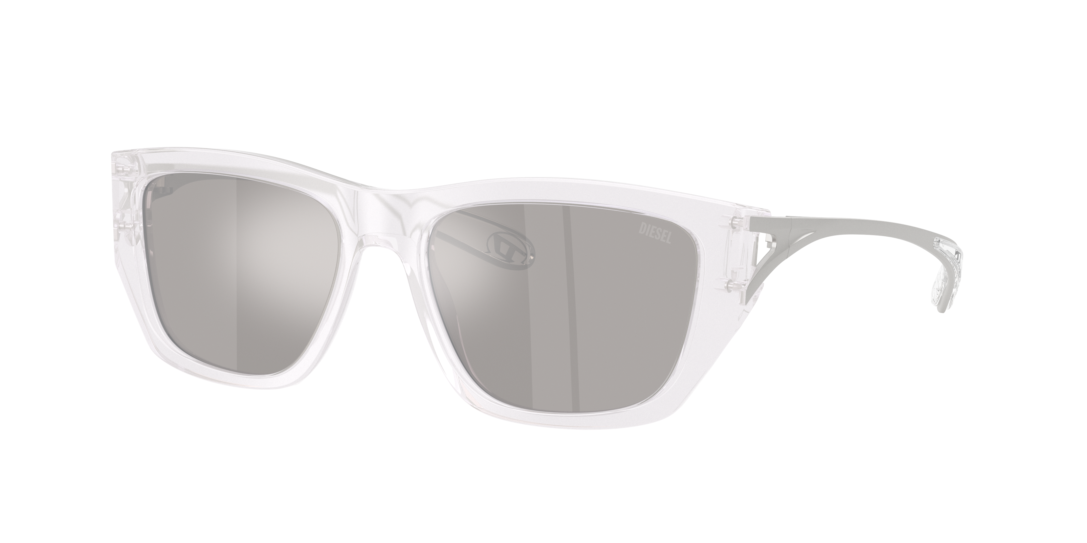 Diesel Unisex Sunglass DL2006 -  Frame color: Opal White, Lens color: Mirror Silver