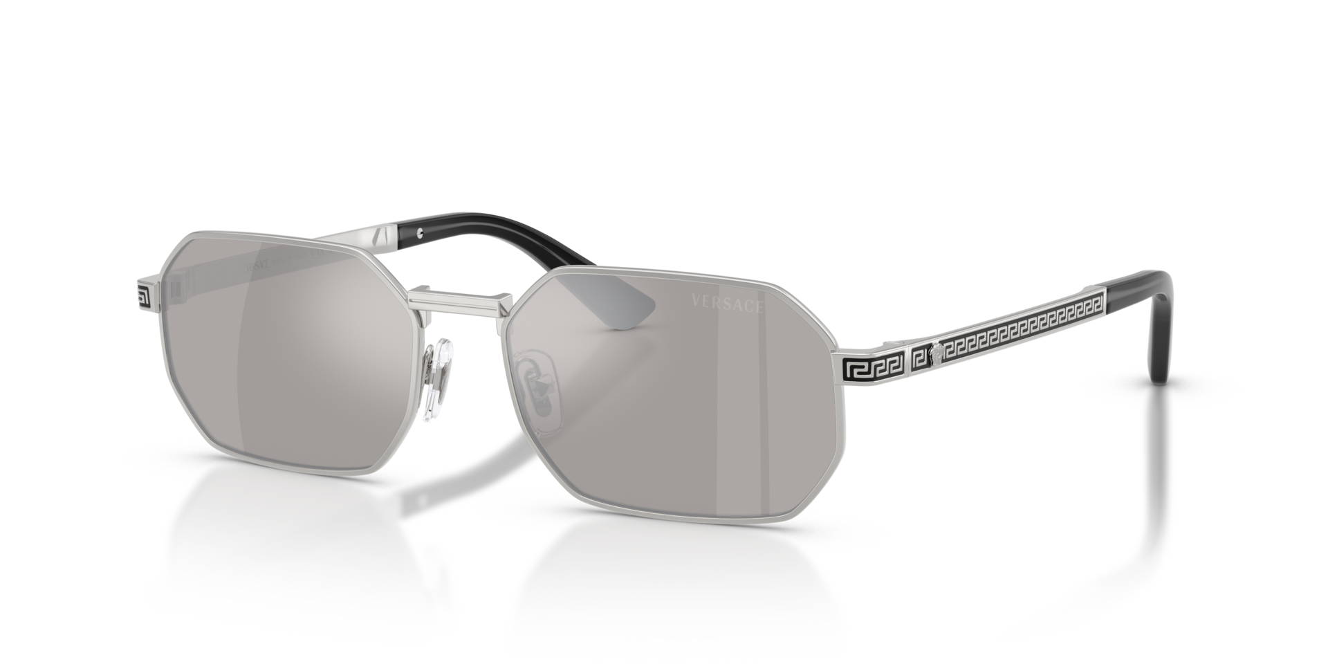 Versace VE2297 1000/6G Rectangle Sunglasses - Silver/Light Grey Mirror Silver Versace VE2297 Sunglasses | LensCrafters main image 4