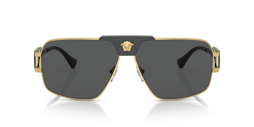 VERSACE VE2251 Gold - Men Luxury Sunglasses, Dark Grey Lens