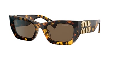 Miu Miu MU 09WS 53 Dark Brown & Honey Havana Sunglasses | Sunglass 