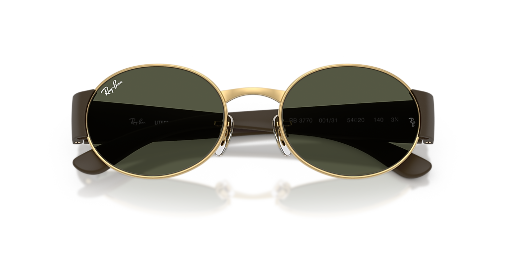 Ray-Ban Gold Frame Sunglasses with Dark Green Lenses and Black Trim Ray-Ban RB3717 Polarized+ Lenses XL (57 - 18) with Green  main image 4