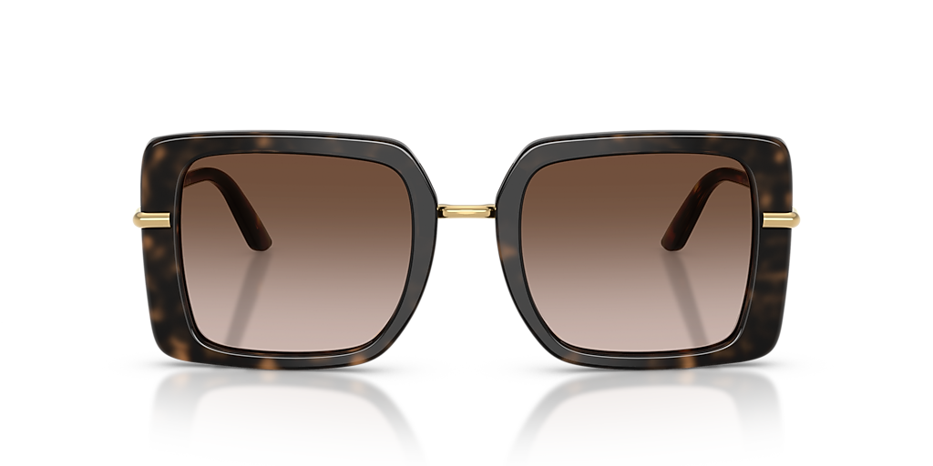 DOLCE&GABBANA DG4491 Havana On White Barrow - Women Luxury Sunglasses, Brown Gradient Lens