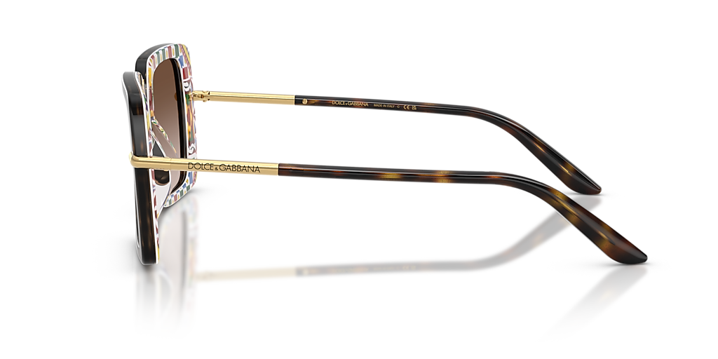 DOLCE&GABBANA DG4491 Havana On White Barrow - Women Luxury Sunglasses, Brown Gradient Lens