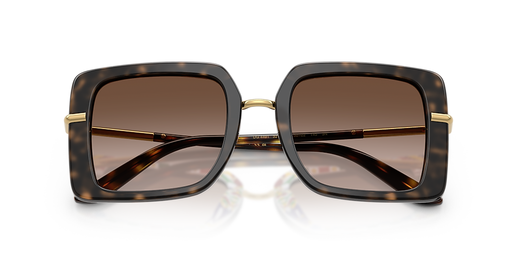 DOLCE&GABBANA DG4491 Havana On White Barrow - Women Luxury Sunglasses, Brown Gradient Lens