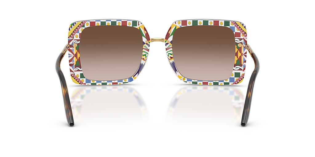 DOLCE&GABBANA DG4491 Havana On White Barrow - Women Luxury Sunglasses, Brown Gradient Lens