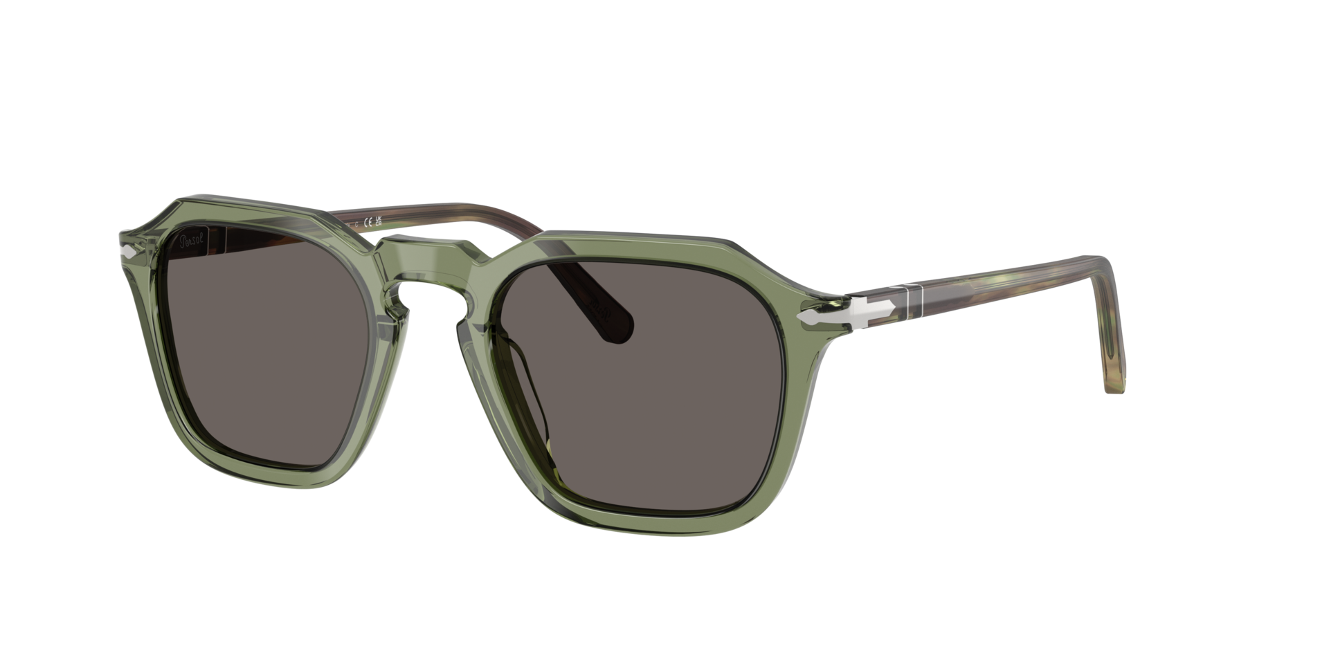 Persol Unisex Sunglass PO3292S -  Frame color: Transparent Green, Lens color: Dark Grey