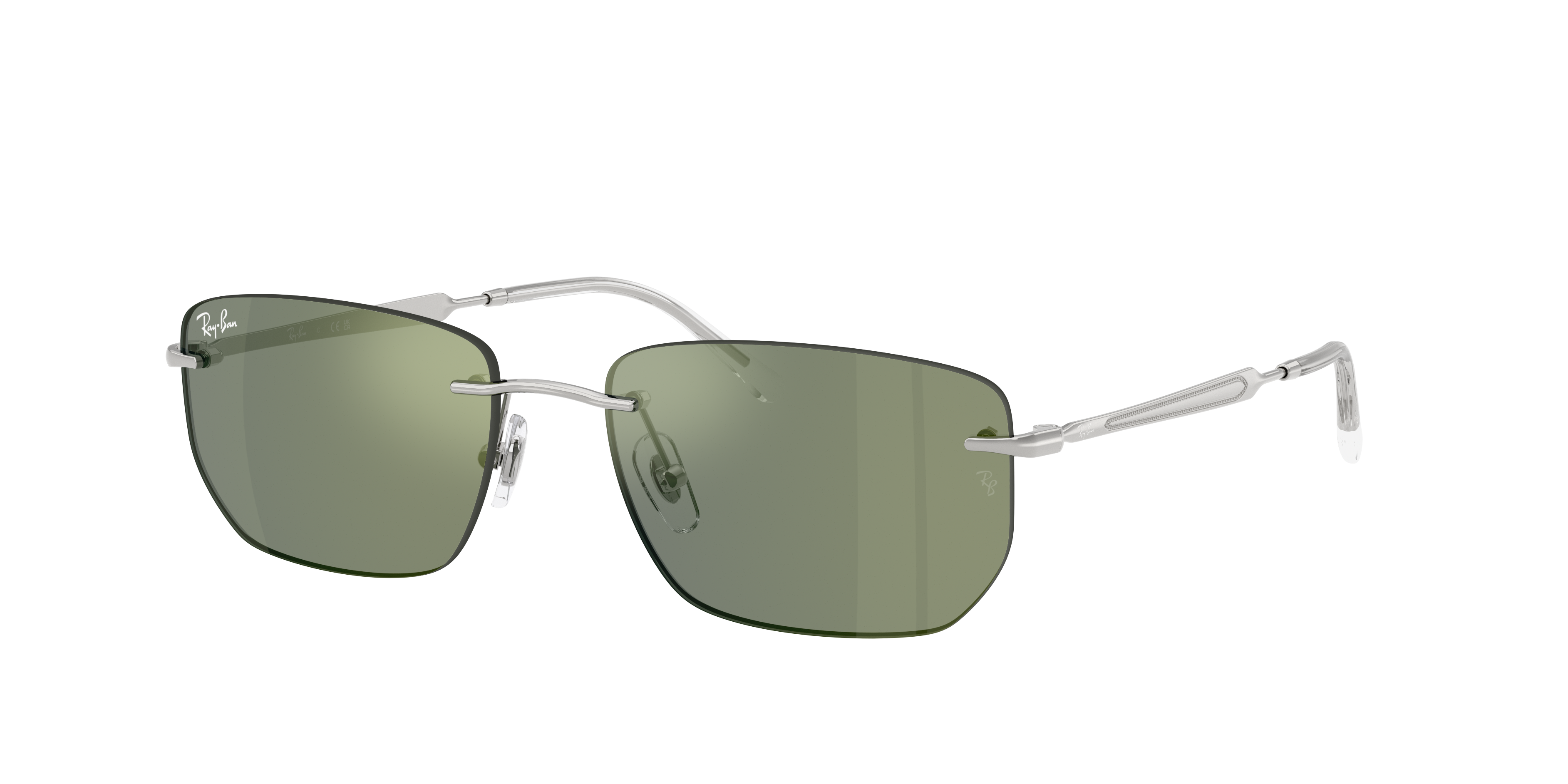 Ray Ban Square-frame Rimless Sunglasses In Green