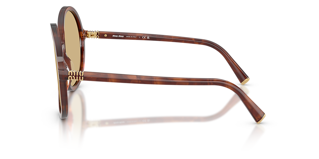 MIU MIU MU B02SF Striped Tobacco - Women Luxury Sunglasses, Yellow Lens