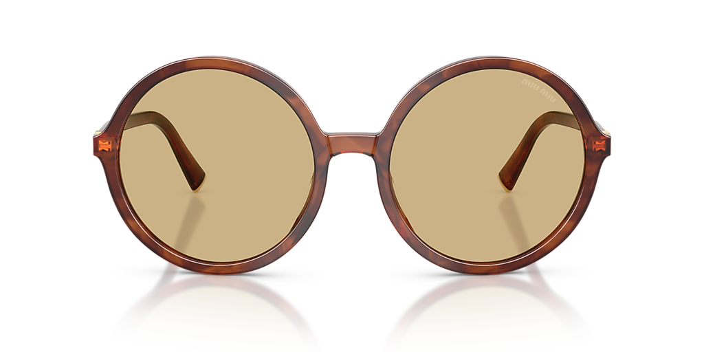 MIU MIU MU B02SF Striped Tobacco - Women Luxury Sunglasses, Yellow Lens