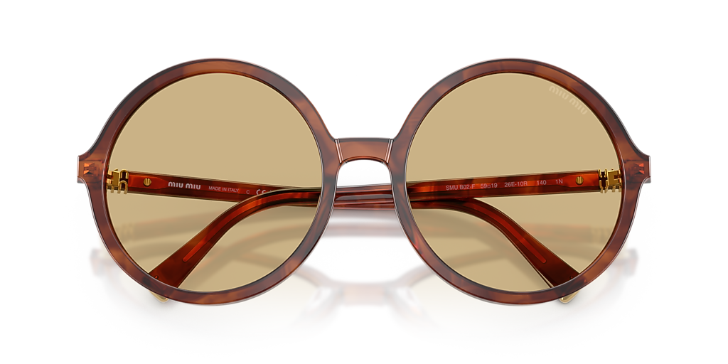 MIU MIU MU B02SF Striped Tobacco - Women Luxury Sunglasses, Yellow Lens