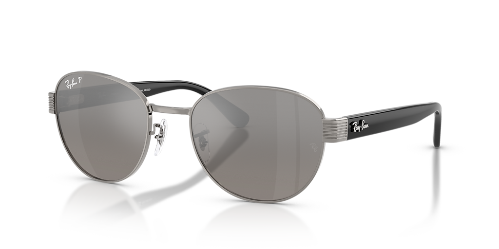 Ray-Ban シルバーラウンドサングラス　アッシュグレー Ray-Ban RB3766CH Chromance L (56 - 20) with Silver lenses and Grey
