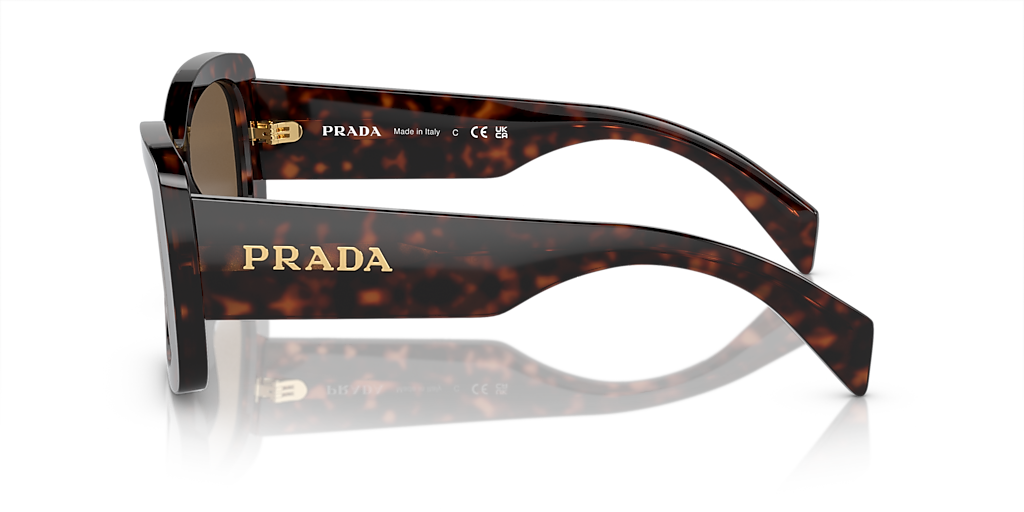 PRADA PR A08S Écaille de tortue ronces - Lunette de Soleil de Luxe pour Femme - verres Marron foncé Polarisé
