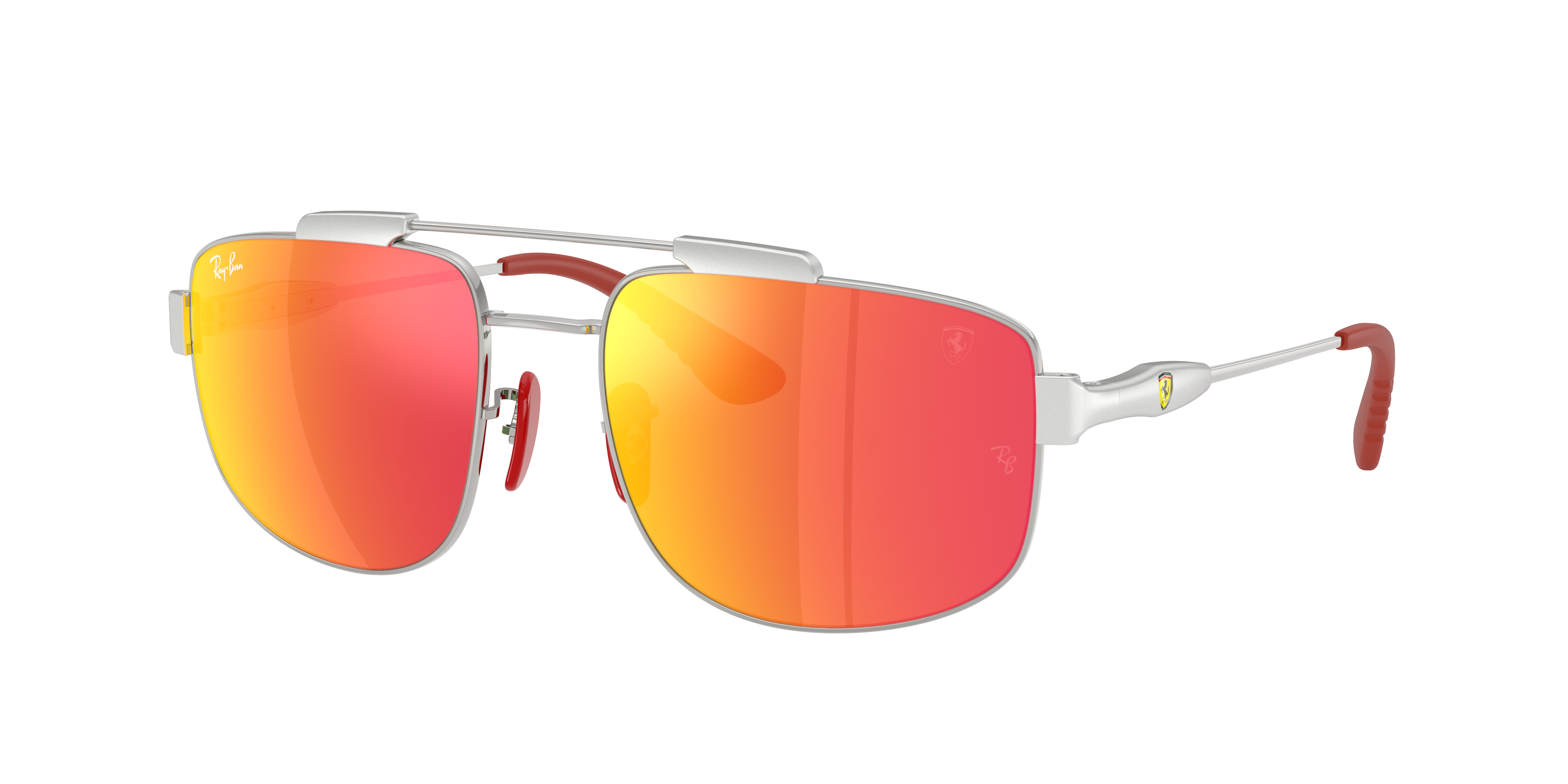 Ray-Ban Unisex Sunglass RB3789M Scuderia Ferrari Collection -  Frame color: Silver, Lens color: Grey Mirror Red