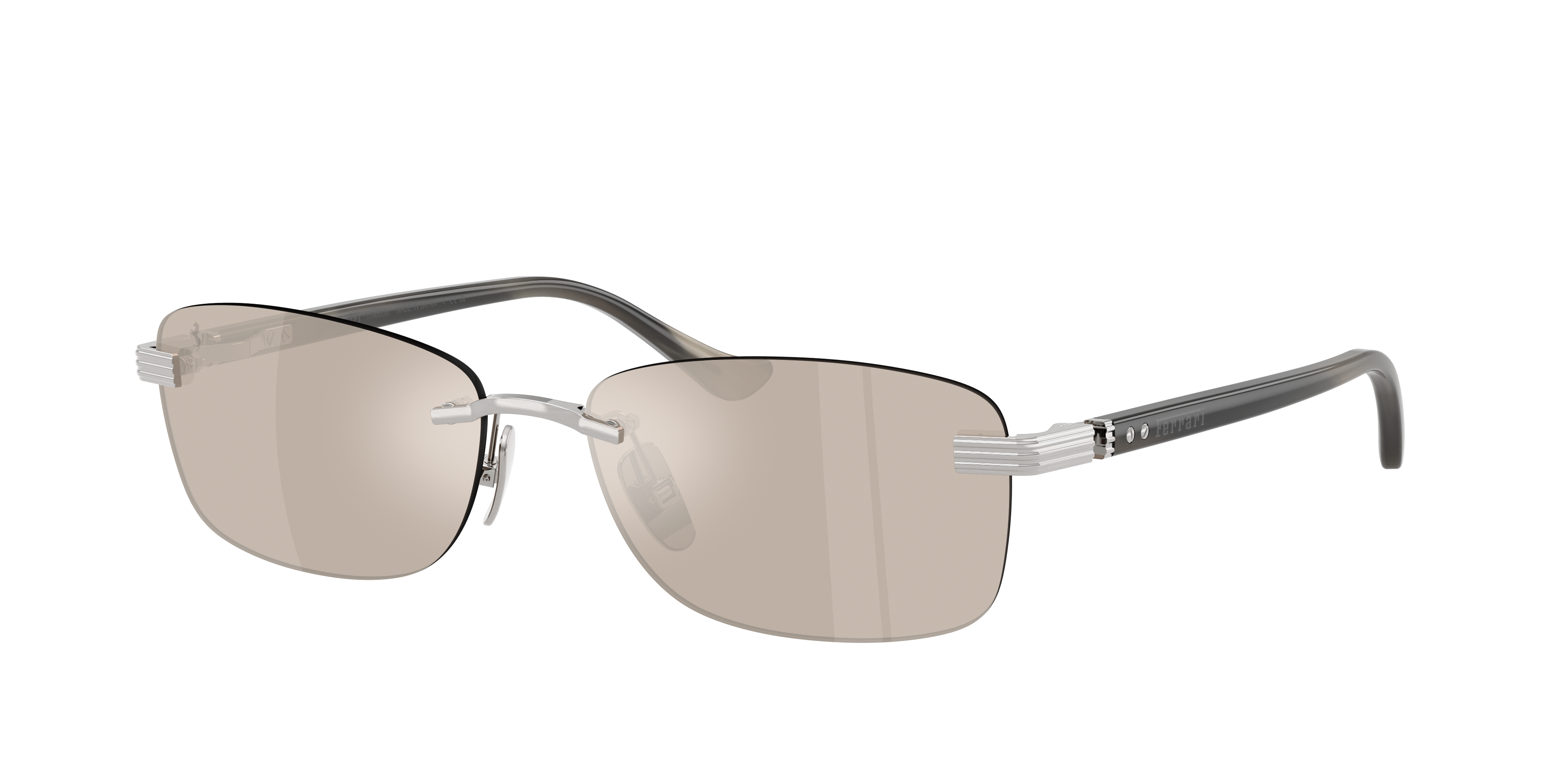 Ferrari Unisex Sunglass FH1029TD -  Frame color: Silver Brushed, Lens color: Clear Mirror White Gold