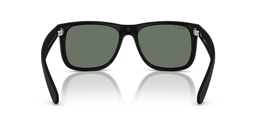 RAY-BAN RB4165 Justin Classic Rubber Black - Men Sunglasses, Green Mirror Silver Polarized Lens