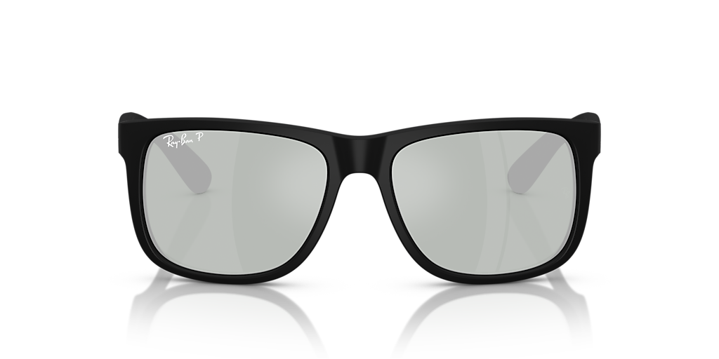 RAY-BAN RB4165 Justin Classic Rubber Black - Men Sunglasses, Green Mirror Silver Polarized Lens