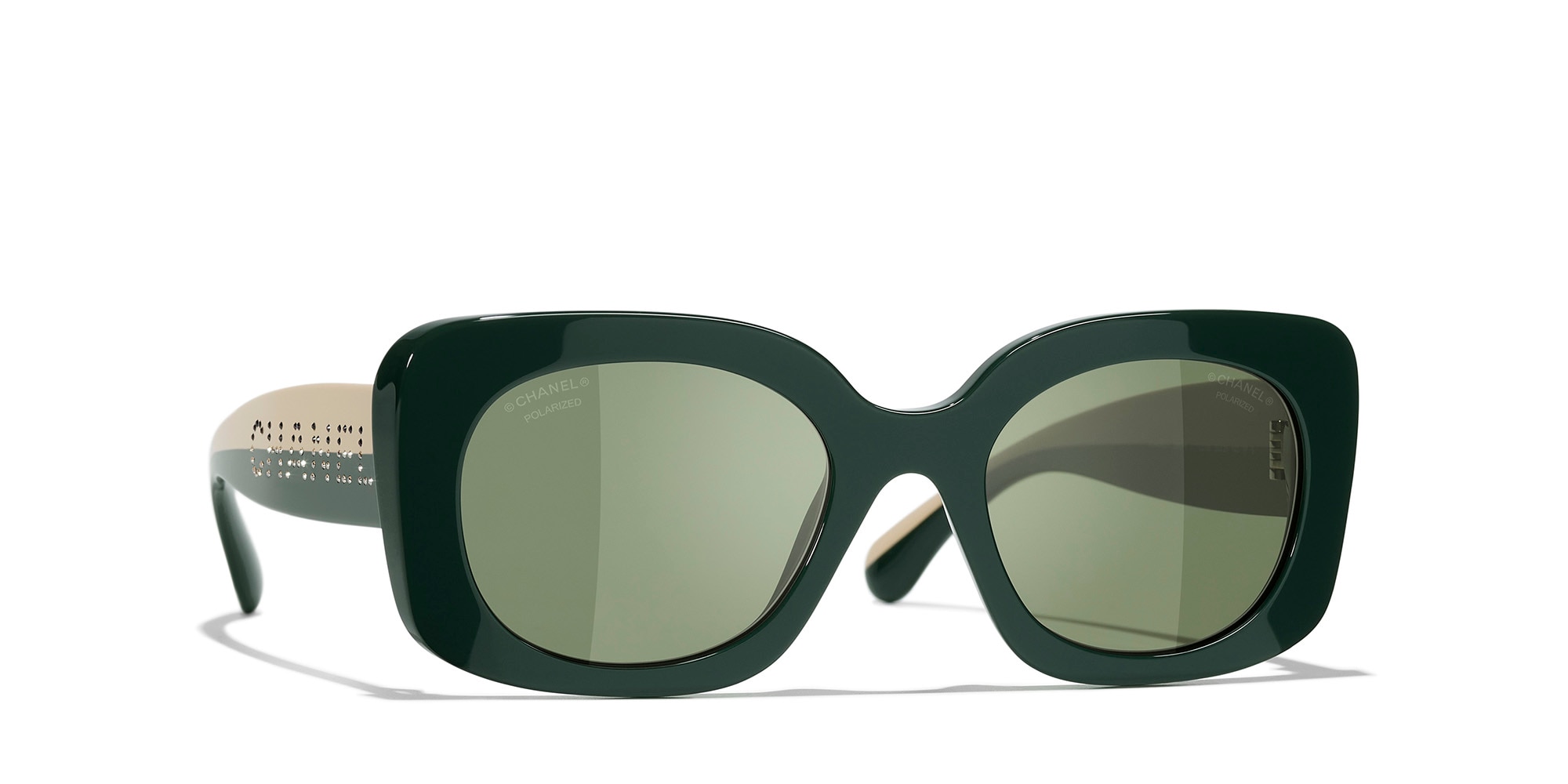 Chanel Woman Sunglass Square Sunglasses CH5563B CH5563B -  Frame color: Forest Green, Lens color: Green