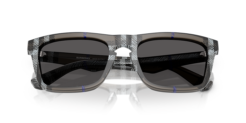 BURBERRY BE4434 Check Lichen - Men Luxury Sunglasses, Dark Grey Lens