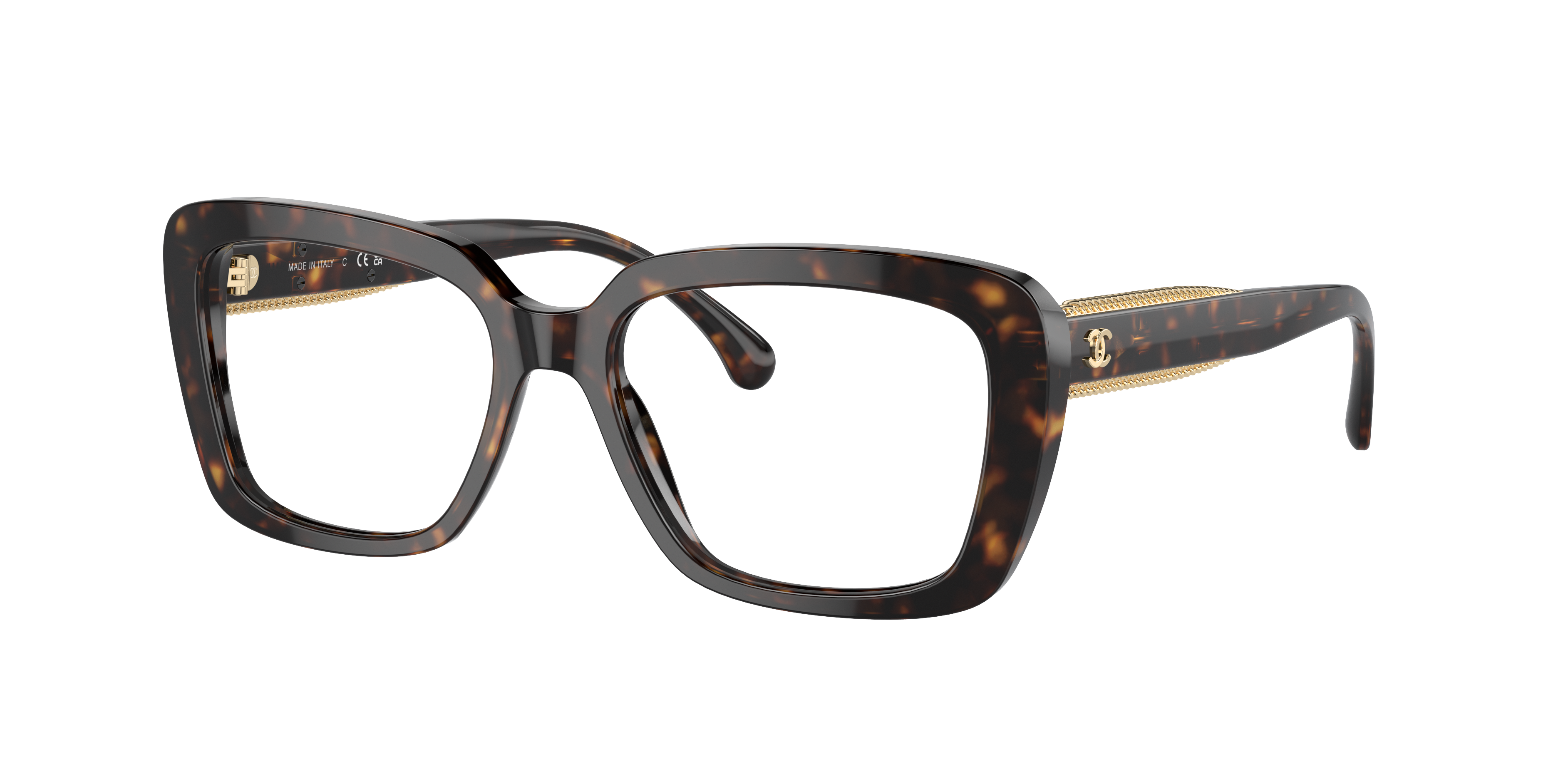 Chanel Woman Sunglass Square Eyeglasses CH3461A -  Frame color: Dark Havana, Lens color: Demo Lens