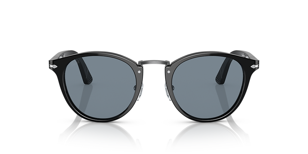 PERSOL PO3108S Black - Men Luxury Sunglasses, Light Blue Lens