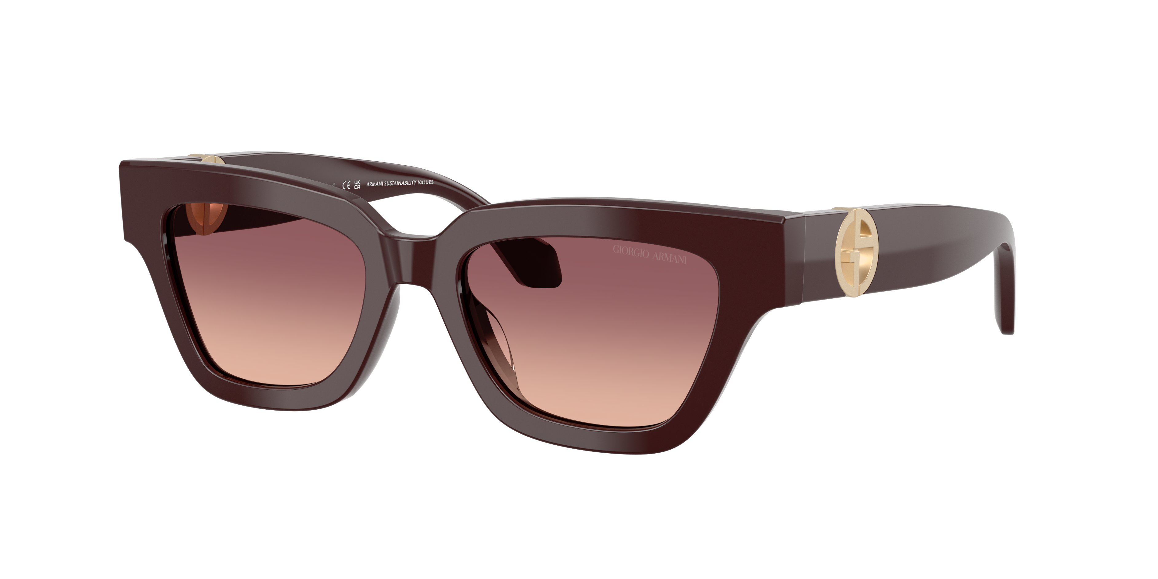 Giorgio Armani Damen Pink Verlaufstönung Lila Frau Sunglass Ar8246u - Rahmenfarbe: Burgunderrot, Linsenfarbe: