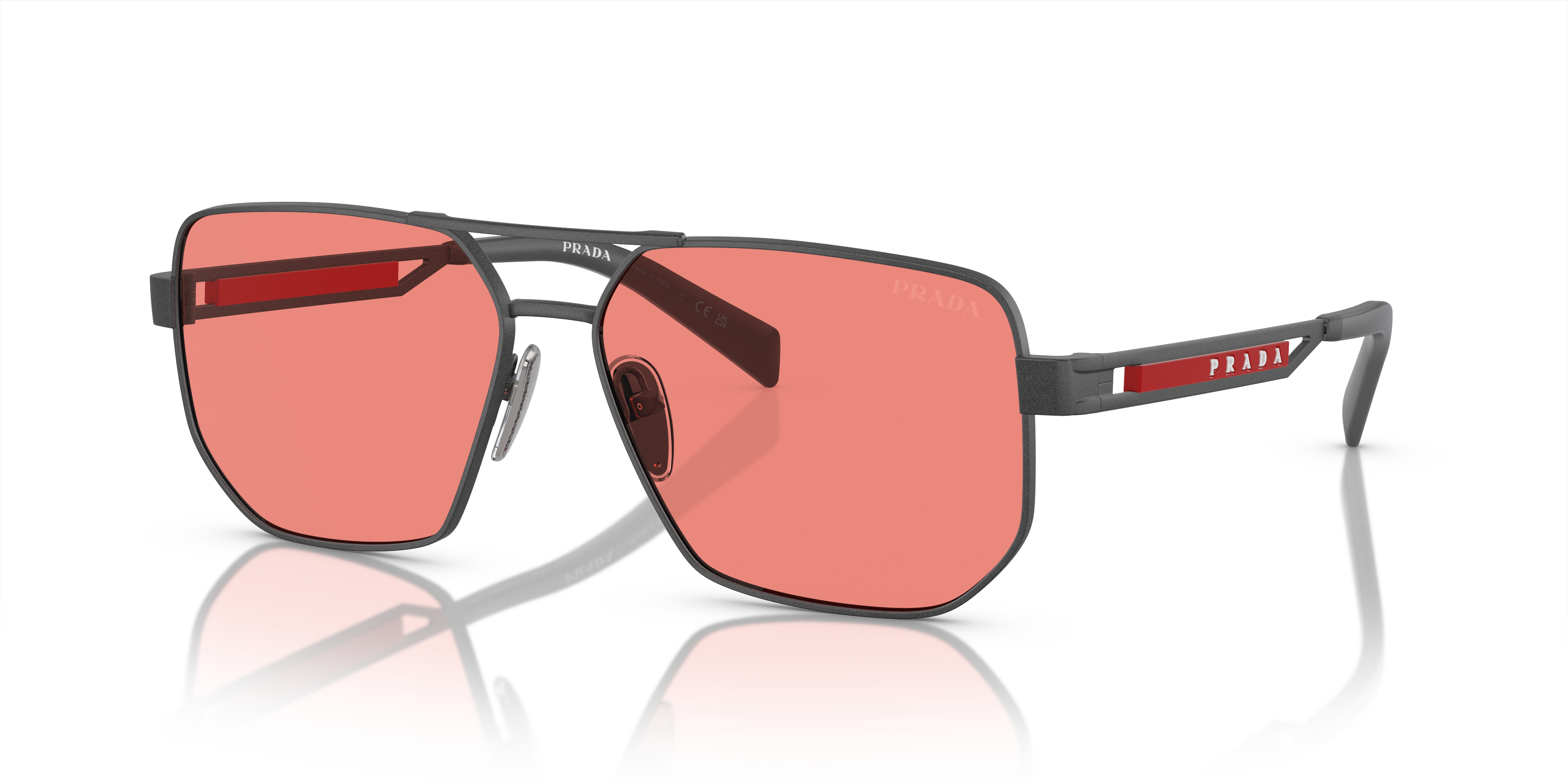 Prada Linea Rossa PS 51ZS XL (59 - 14) with Pink lenses and Grey