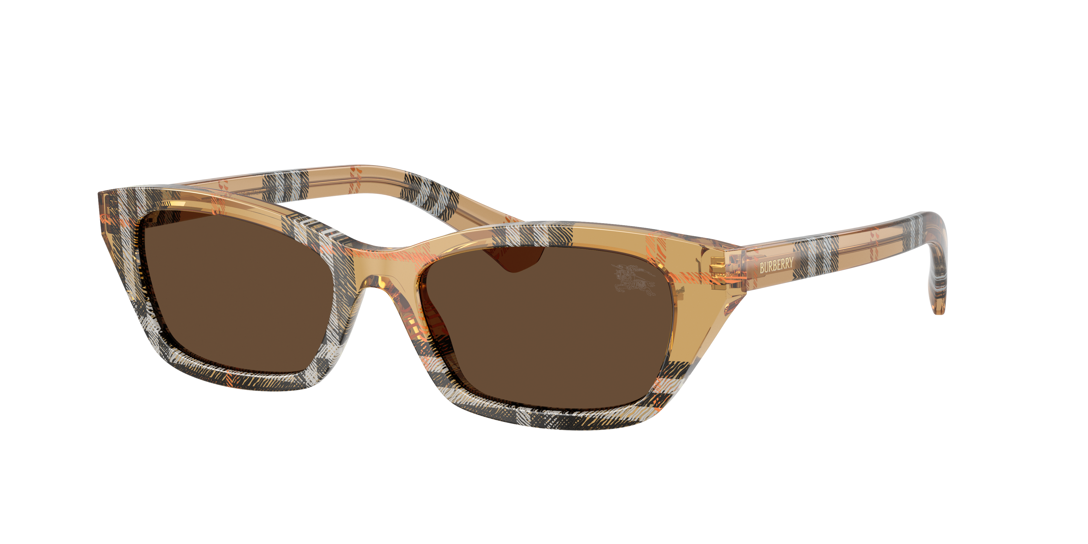 Burberry Woman Sunglass BE4488 -  Frame color: Check Sand, Lens color: Dark Brown