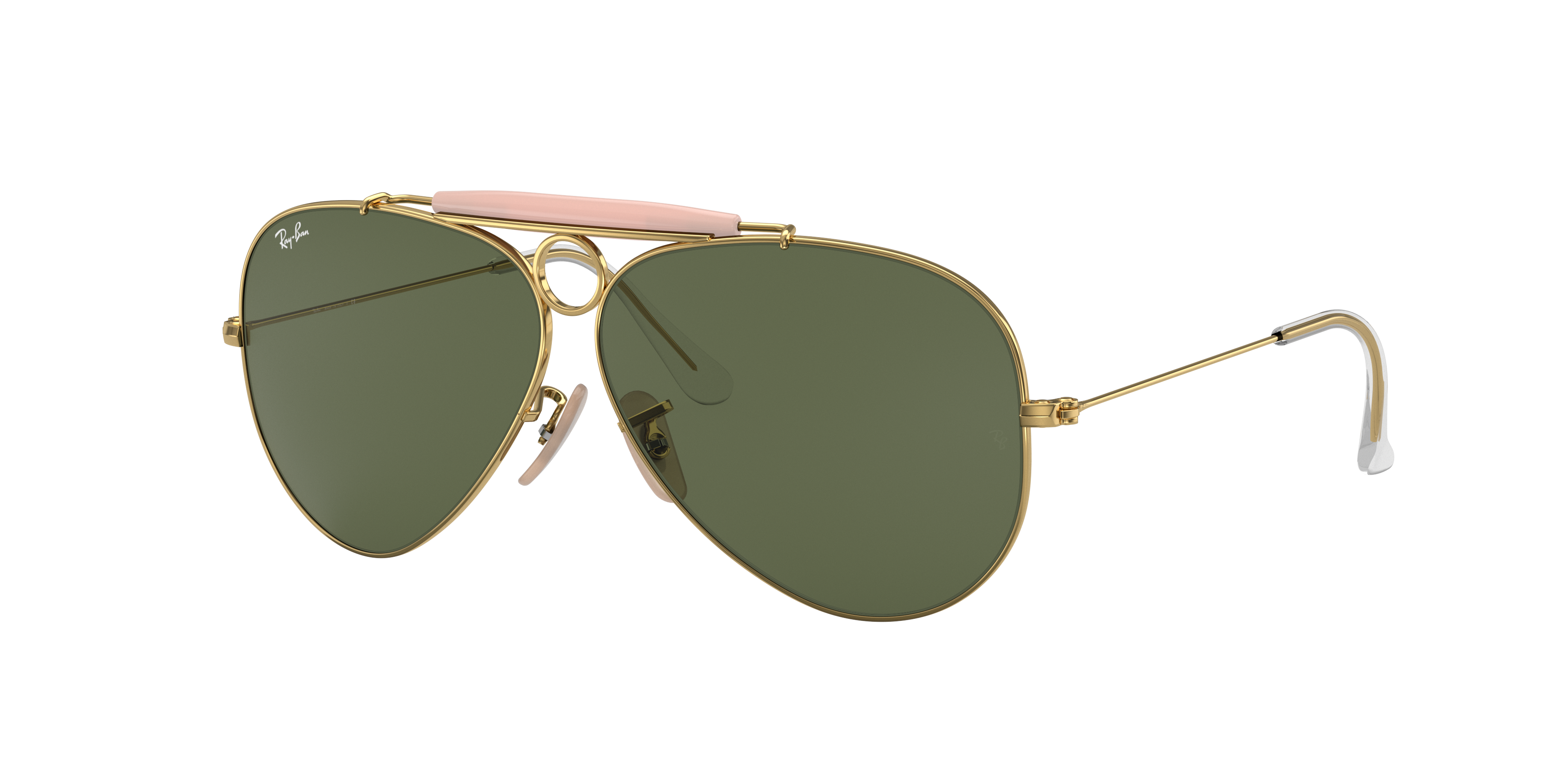 Ray-Ban Unisex Sunglass RB3138 Shooter -  Frame color: Arista Gold, Lens color: G-15 Green