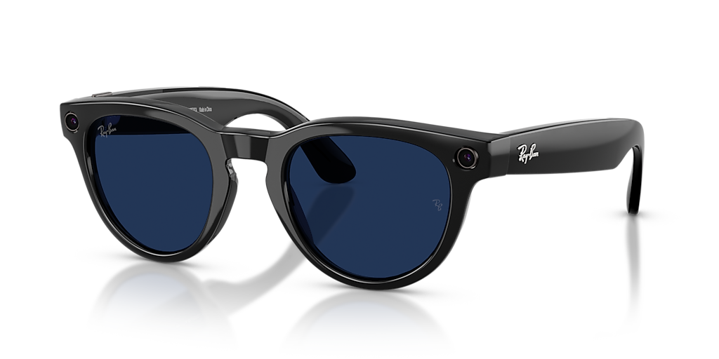 RW4013F Ray-Ban Meta Low Bridge Fit Headliner Black - Unisex Sunglasses, Clear/Sapphire Lens