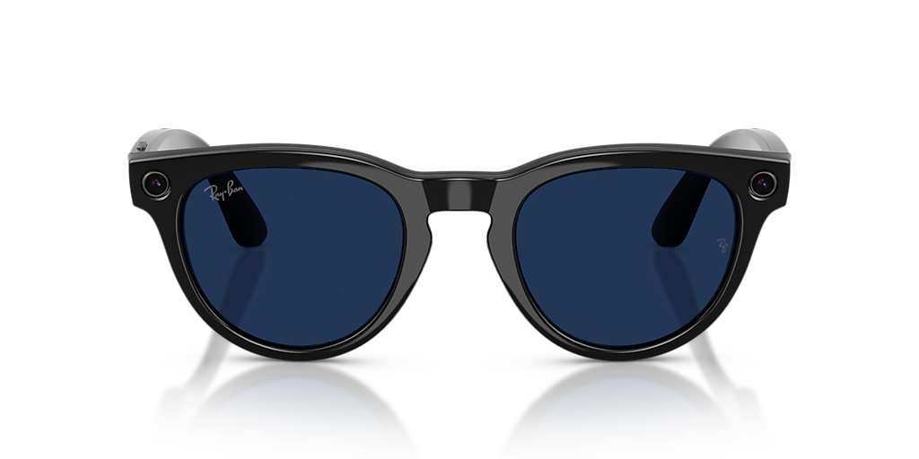 RW4013F Ray-Ban Meta Low Bridge Fit Headliner Black - Unisex Sunglasses, Clear/Sapphire Lens