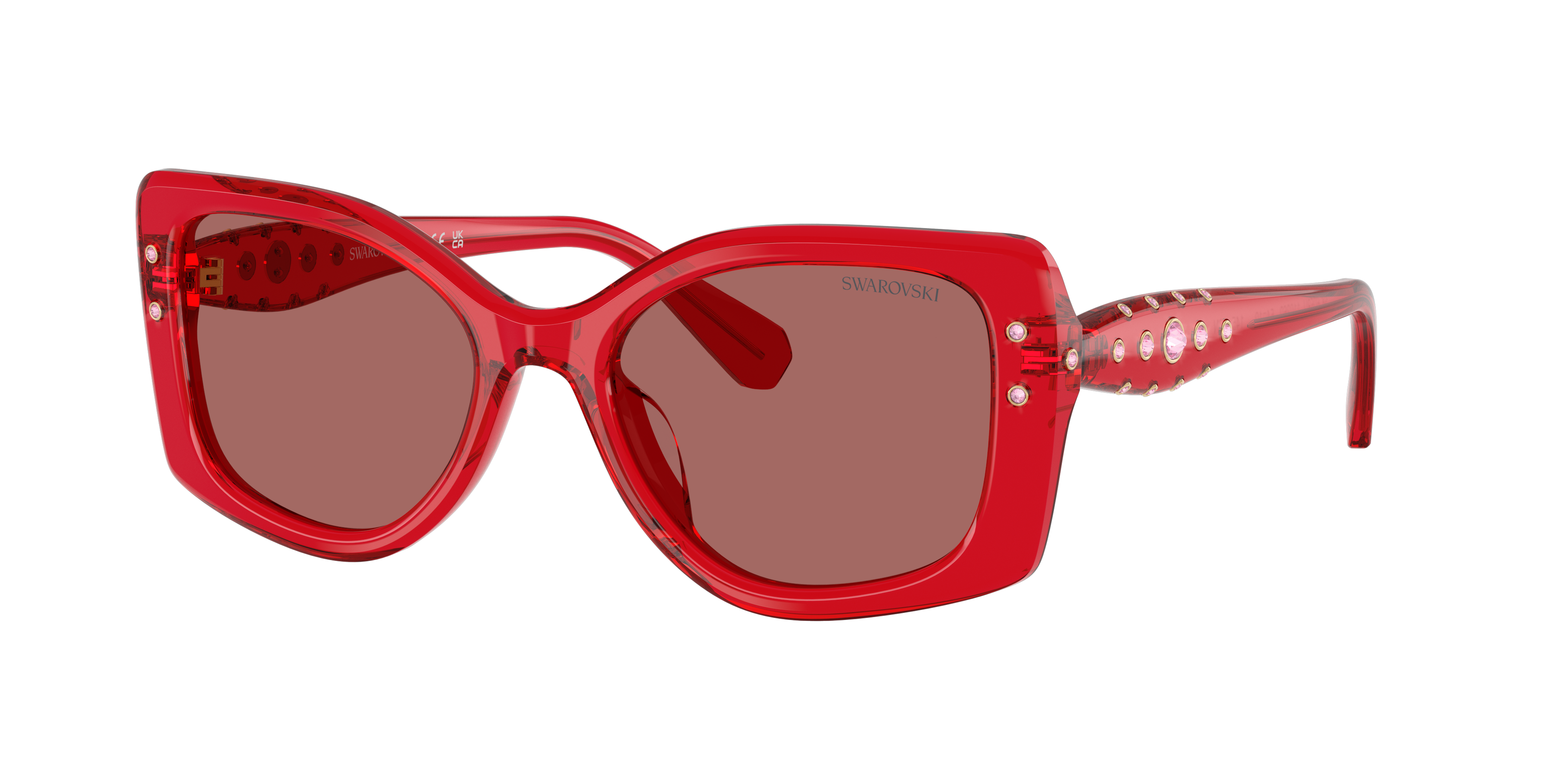 Swarovski Woman Sunglass SK6058U -  Frame color: Transparent Red, Lens color: Dark Violet