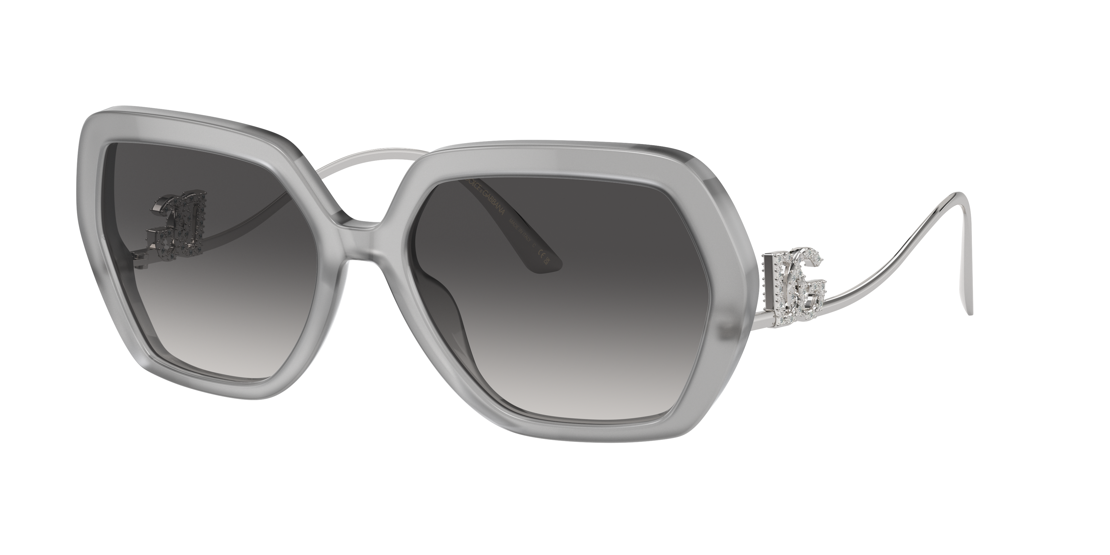 Dolce & Gabbana Crystal Oversize-frame Sunglasses In Gray