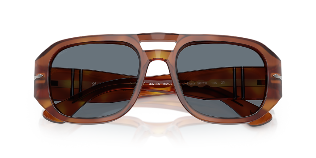 Persol PO3373S - Vincent L (53 - 20) with Blue lenses and Brown