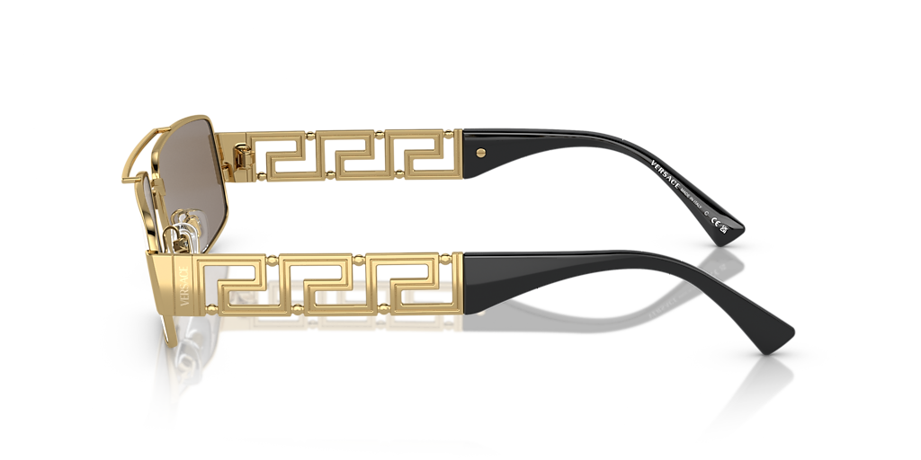 VERSACE VE2257 Gold - Men Luxury Sunglasses, Light Brown Mirror Dark Gold Lens