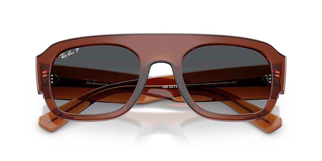 RAY-BAN RB2218 Transparent Brown - Unisex Sunglasses, Grey Gradient Polarized Lens