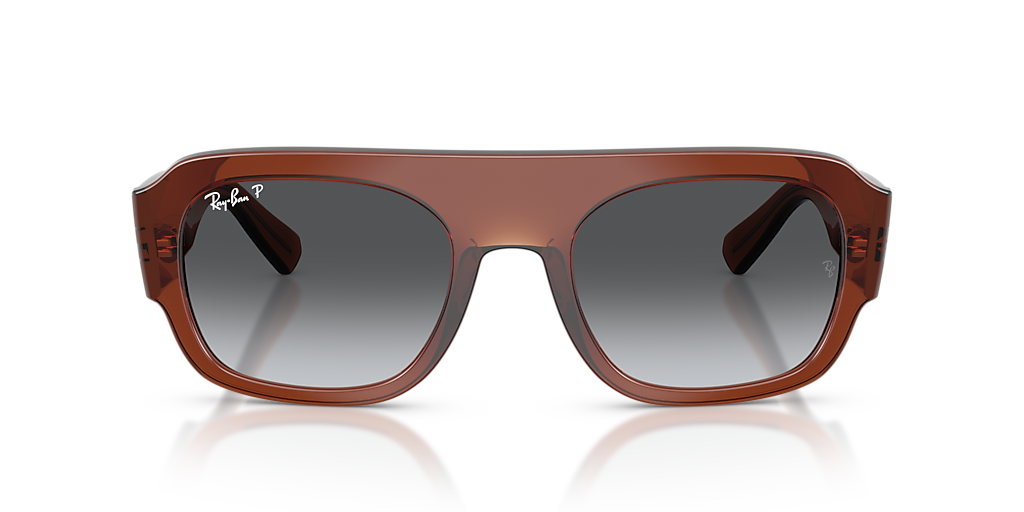 RAY-BAN RB2218 Transparent Brown - Unisex Sunglasses, Grey Gradient Polarized Lens
