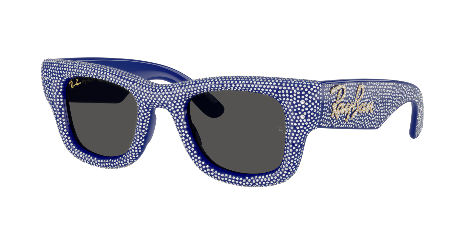 Ray-Ban Unisex Sunglass RB4940BP Wayfarer Puffer Crystal Pavè Edition - Frame color: Blue & Strass Pave, Lens color: Ultra Black