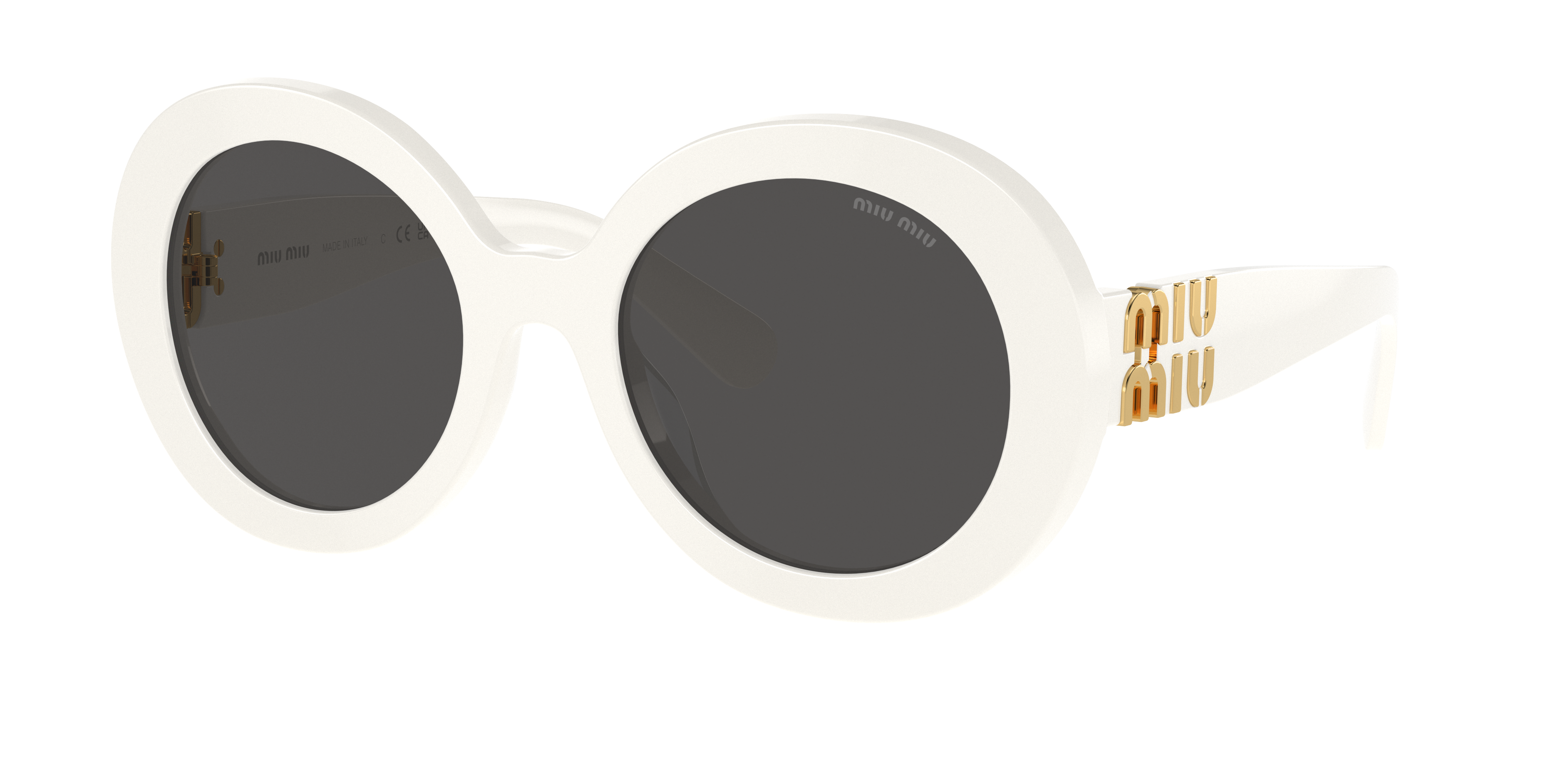 Miu Miu Eyewear Round-frame Sunglasses In White