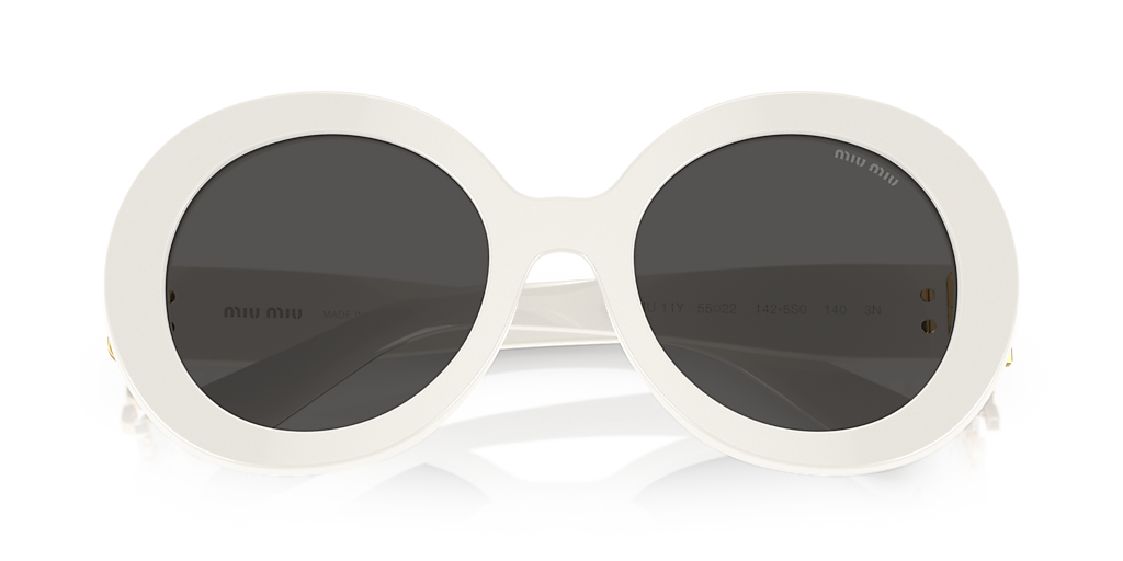 MIU MIU MU 11YS White - Women Luxury Sunglasses, Dark Grey Lens