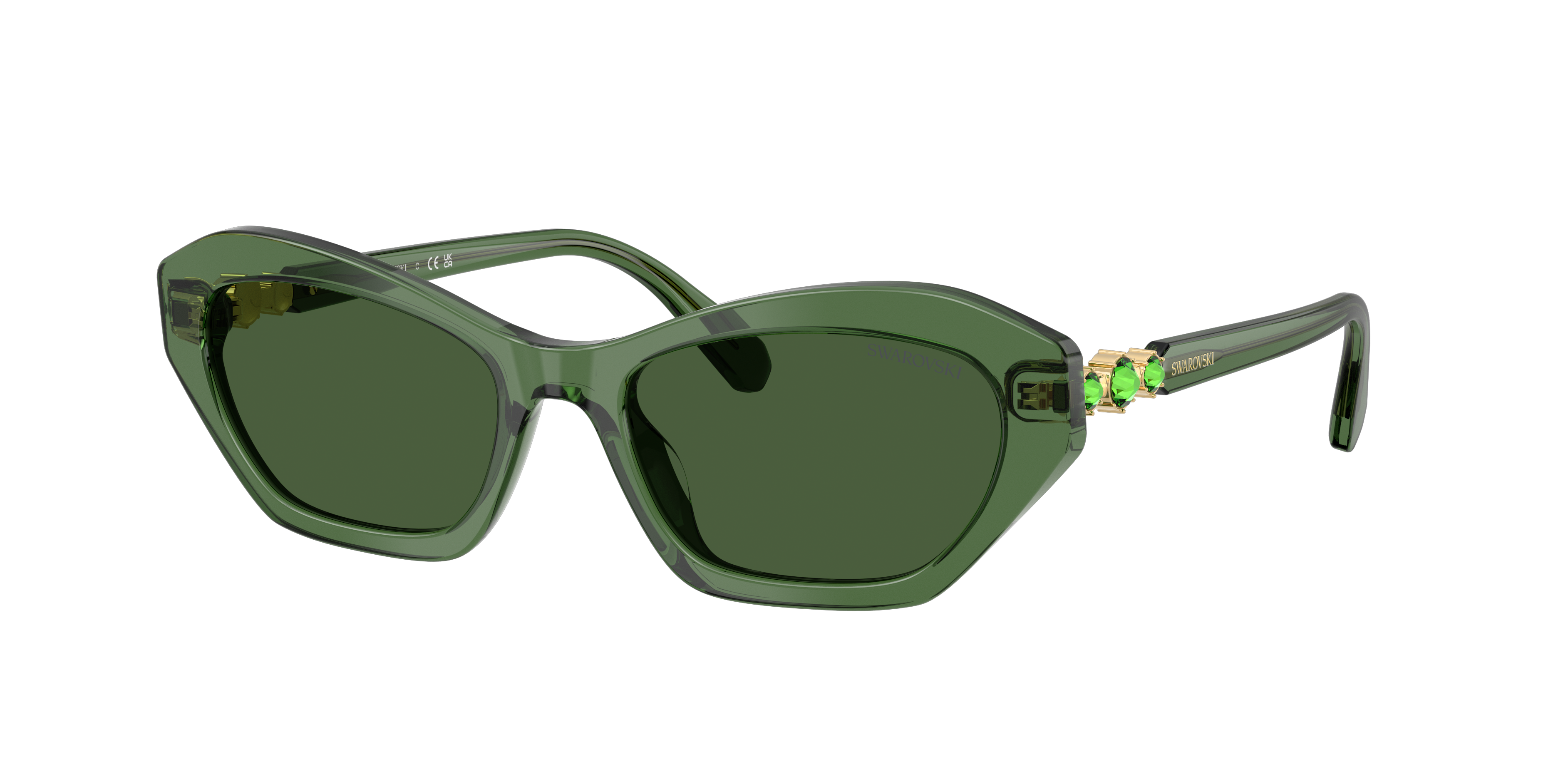 Swarovski Woman Sunglass SK6048 -  Frame color: Transparent Green, Lens color: Dark Green