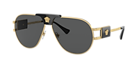 VERSACE VE2252 Gold - Men Luxury Sunglasses, Dark Grey Lens