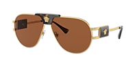 VERSACE VE2252 Gold - Men Luxury Sunglasses, Dark Grey Lens