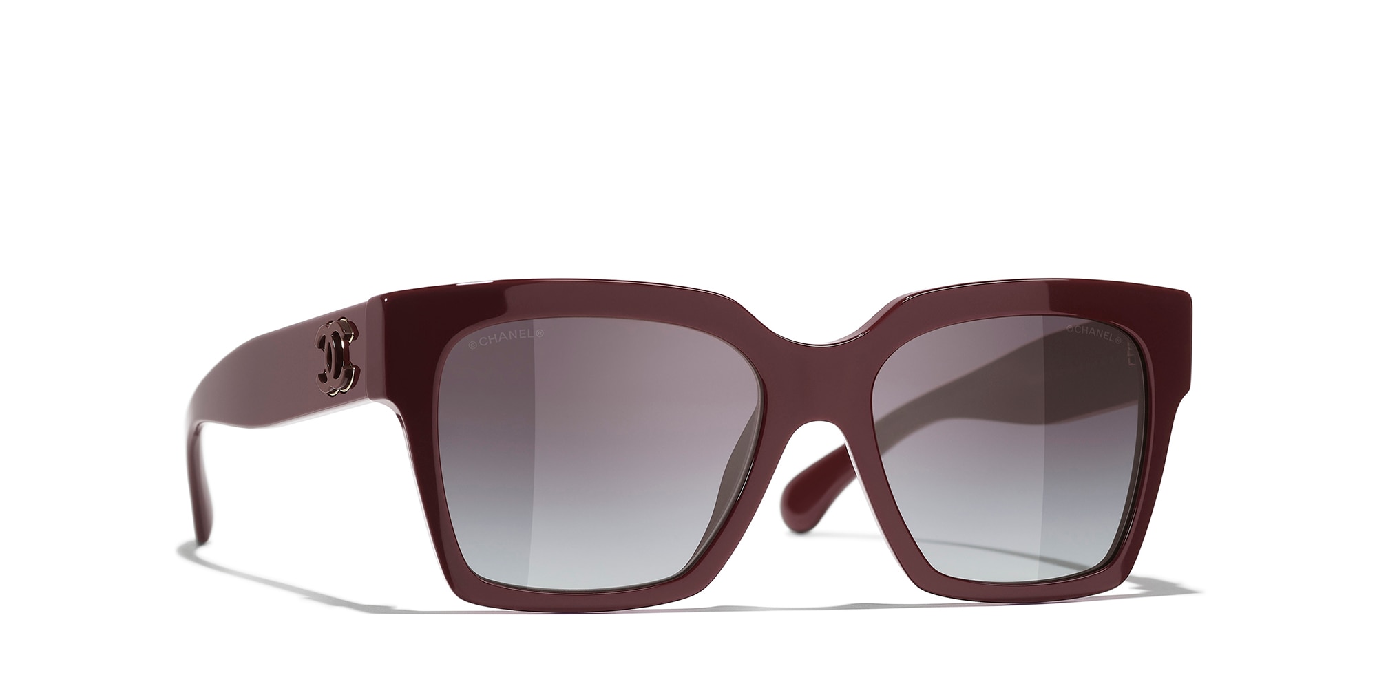 Chanel Woman Sunglass Butterfly Sunglasses CH5557 -  Frame color: Bordeaux, Lens color: Grey