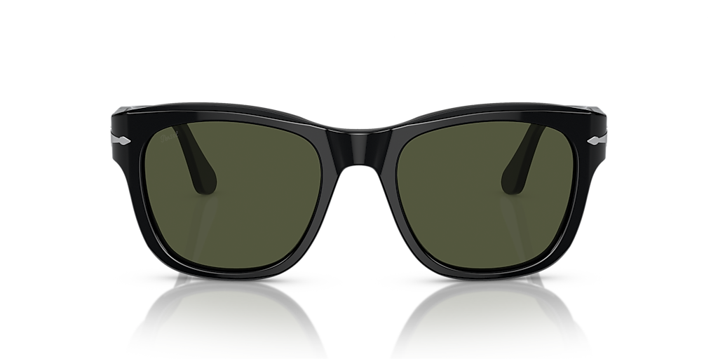 PERSOL PO3313S Black - Unisex Luxury Sunglasses, Green Lens