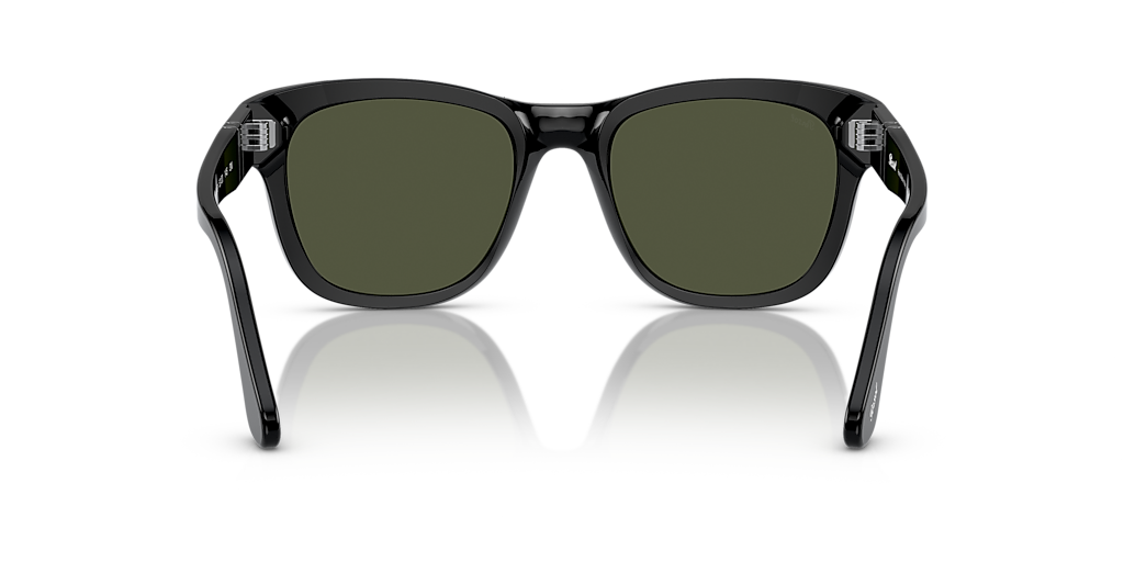 PERSOL PO3313S Black - Unisex Luxury Sunglasses, Green Lens