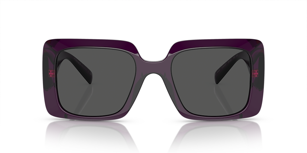 VERSACE VE4405 Transparent Purple - Women Luxury Sunglasses, Dark Grey Lens